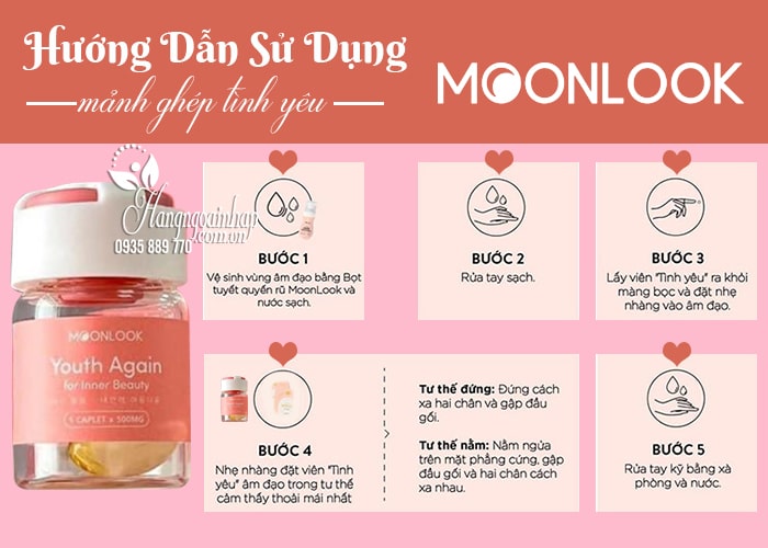Viên đặt phụ khoa MoonLook của Hàn Quốc mẫu mới hộp 6 viên 0