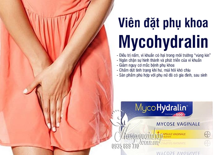 Viên đặt phụ khoa Mycohydralin 500mg của Pháp 1 liệu trình 3