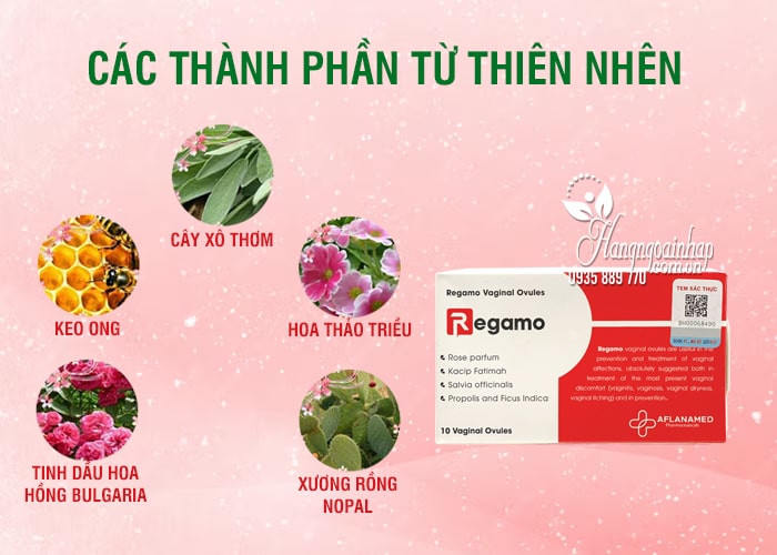 Viên đặt phụ khoa Regamo trị viêm và se khít hộp 10 viên 12