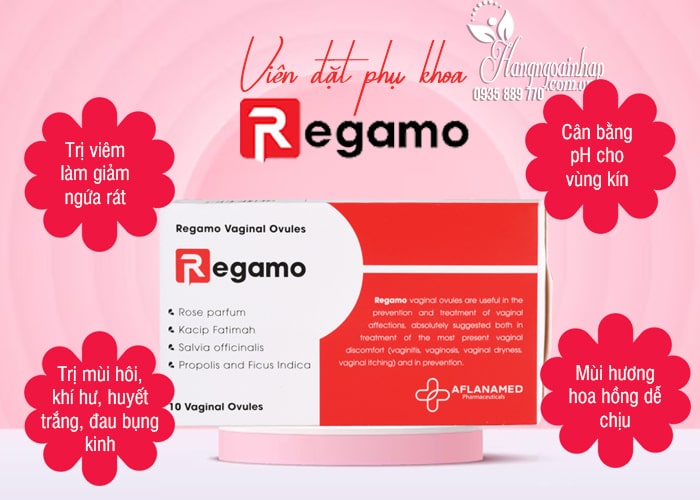 Viên bịa phụ khoa Regamo trị viêm và thu nhỏ vỏ hộp 10 viên 4
