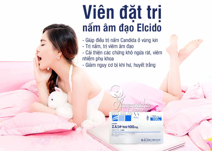 Viên đặt trị nấm âm đạo Elcido 100mg của Nhật Bản vỉ 10 viên 3