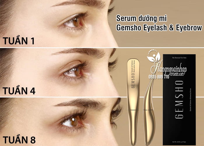 Serum dưỡng mi Gemsho Eyelash & Eyebrow 3ml của Mỹ