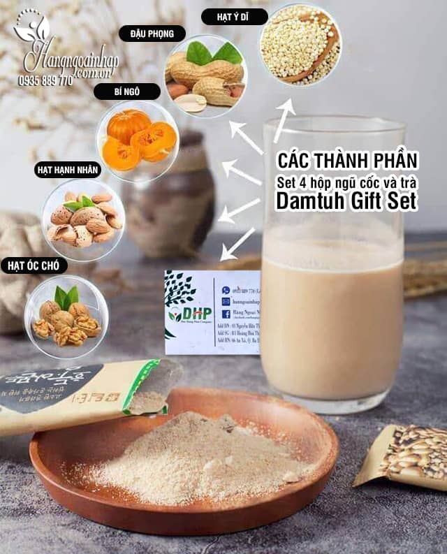 Set 4 hộp ngũ cốc và trà Damtuh Gift Set của Hàn Quốc 9