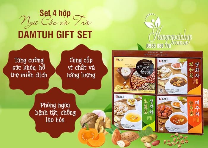 Set 4 hộp ngũ cốc và trà Damtuh Gift Set của Hàn Quốc 6