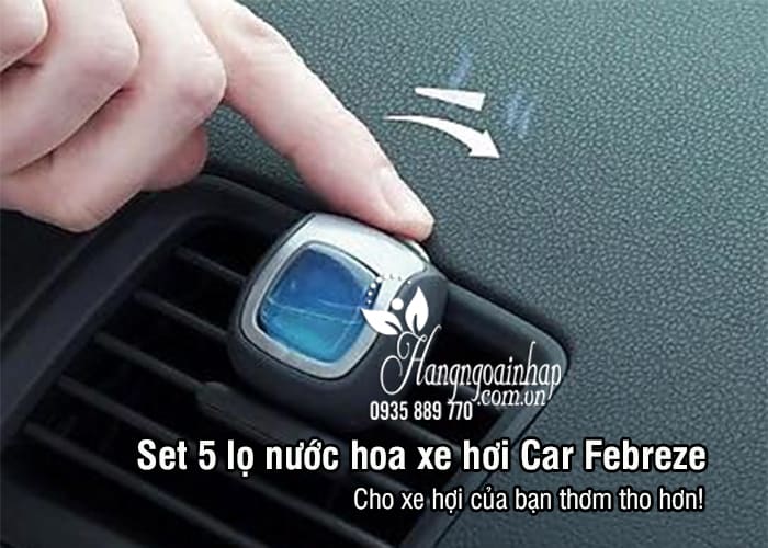 Set 5 lọ nước hoa xe hơi Car Febreze 5 x 2ml nhập từ Mỹ 1