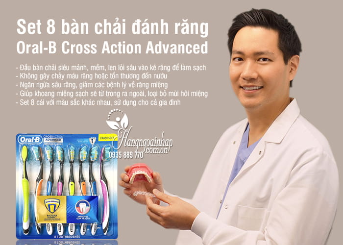 Set 8 bàn chải đánh răng Oral-B Cross Action Advanced Mỹ 4