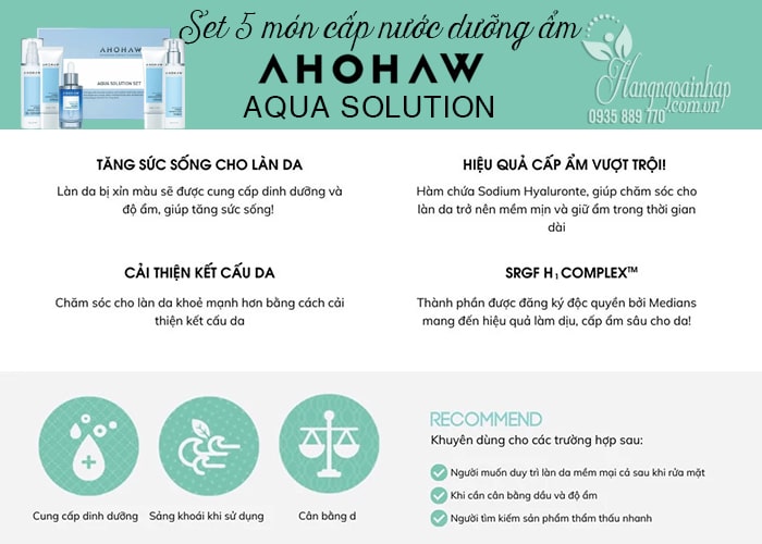 Set cấp nước dưỡng ẩm Ahohaw Aqua Solution Set 5 món  0