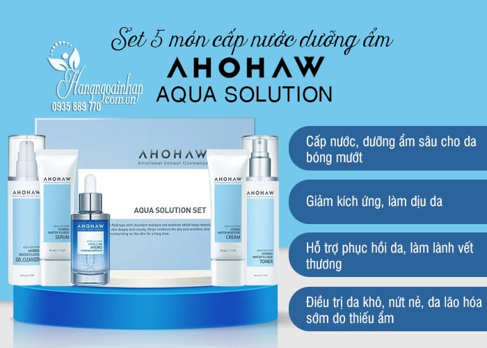 Set cấp nước dưỡng ẩm Ahohaw Aqua Solution Set 5 món  8