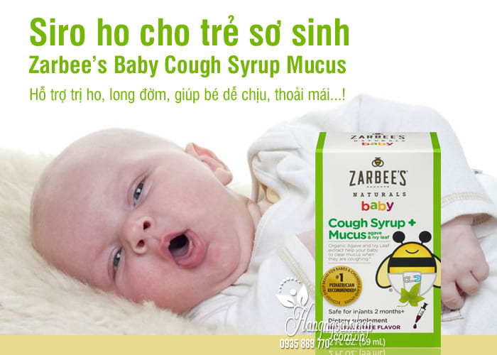 Siro ho cho trẻ sơ sinh Zarbee’s Baby Cough Syrup Mucus 59ml 6