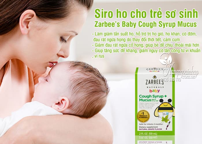 Siro ho cho trẻ sơ sinh Zarbee’s Baby Cough Syrup Mucus 59ml 2