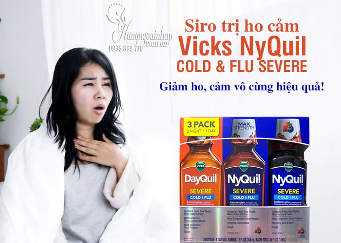 Siro trị ho cảm Vicks Nyquil Cold & Flu Severe 354ml 00