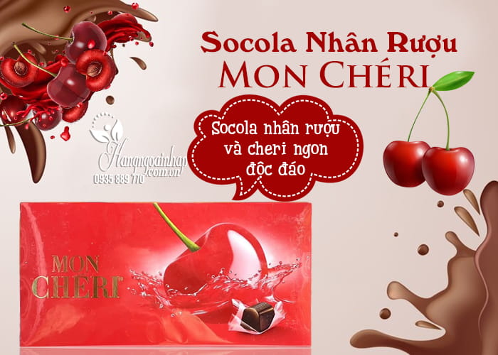 Socola nhân rượu Mon Chéri 15 viên của Đức, hộp đỏ 3