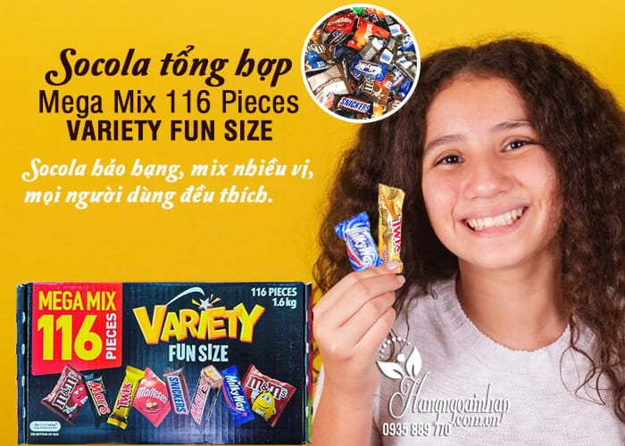 Socola tổng hợp Mega Mix 116 Pieces Variety Fun Size Úc1