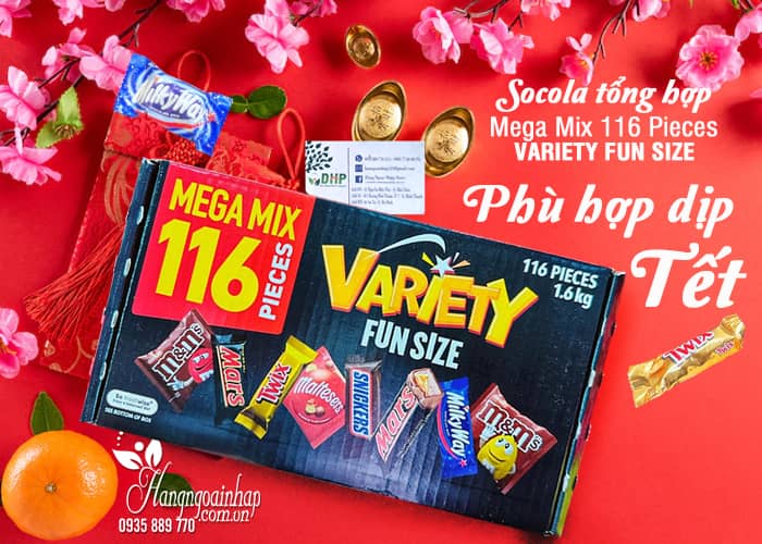 Socola tổng hợp Mega Mix 116 Pieces Variety Fun Size Úc 99