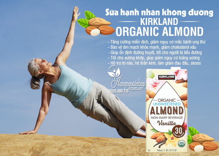 Sữa hạnh nhân không đường Kirkland Organic Almond 946ml 9