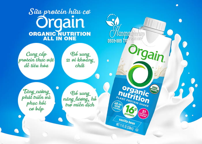 Sữa protein hữu cơ Orgain Organic Nutrition 330ml của Mỹ  4