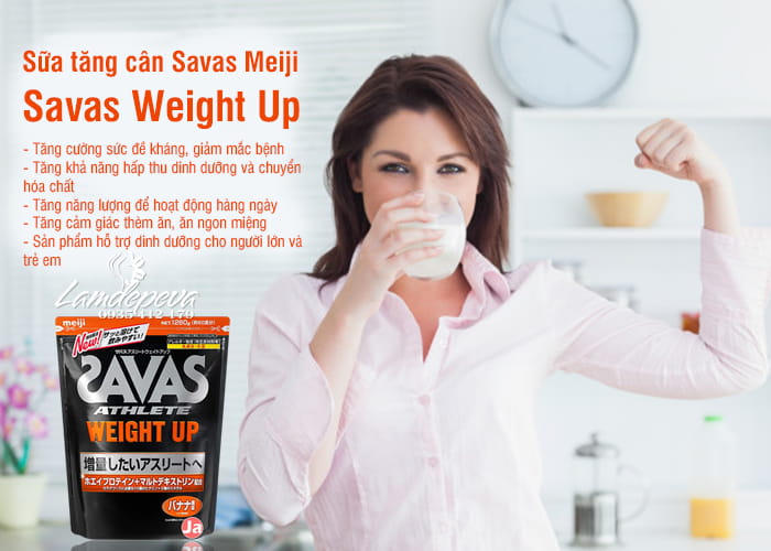Sữa tăng cân Savas Meiji - Savas Weight Up 1260g Nhật Bản 7