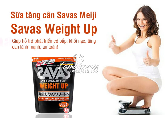 Sữa tăng cân Savas Meiji - Savas Weight Up 1260g Nhật Bản 4