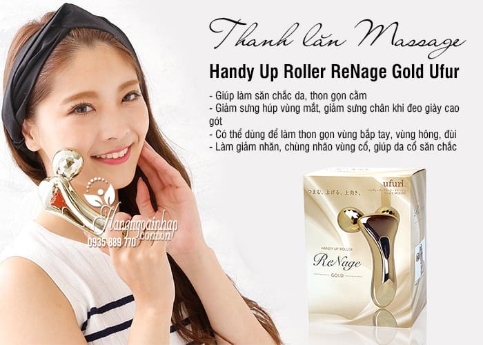 Thanh lăn massage Handy Up Roller ReNage Gold Ufurl Nhật Bản 2