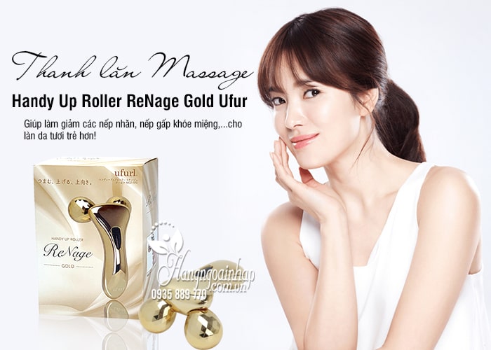 Thanh lăn massage Handy Up Roller ReNage Gold Ufurl Nhật Bản 1