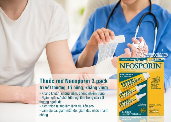Thuốc mỡ Neosporin 3 pack trị vết thương, trị bỏng, kháng viêm 22