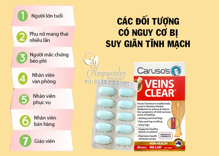 Thuốc trị suy giãn tĩnh mạch Caruso’s Veins Clear 60 viên của Úc 02