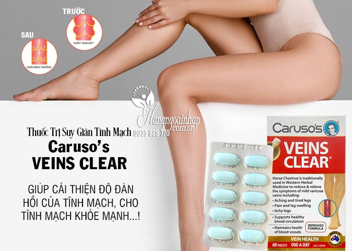 Thuốc trị suy giãn tĩnh mạch Caruso’s Veins Clear 60 viên của Úc 4