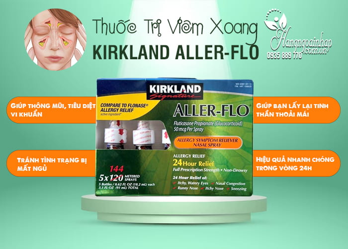 Thuốc trị viêm xoang Kirkland Aller-Flo bộ 5 lọ chính hãng Mỹ 56