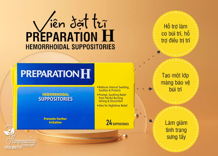 Viên đặt trĩ Preparation H Hemorrhoidal Suppositories 24 viên Mỹ 5