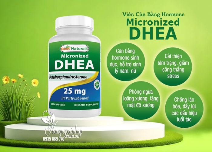 Viên DHEA Micronized 25mg Best Naturals cân bằng hormone 56