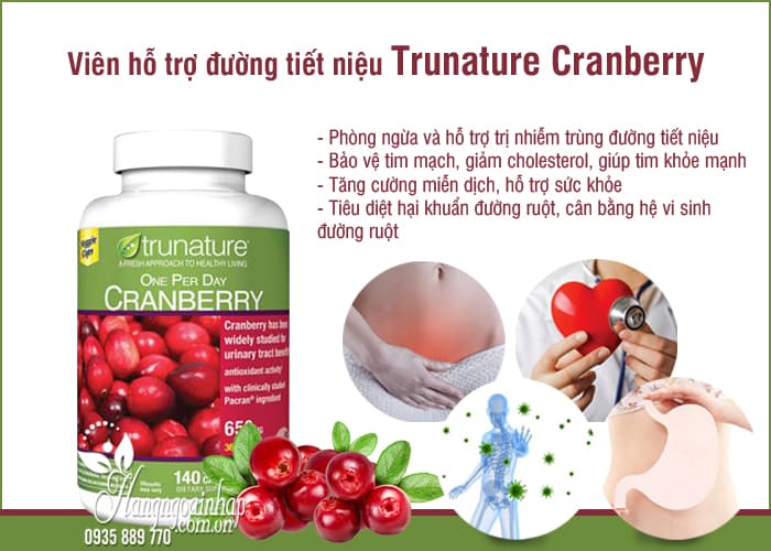 Viên hỗ trợ đường tiết niệu Trunature Cranberry 650mg của Mỹ 6