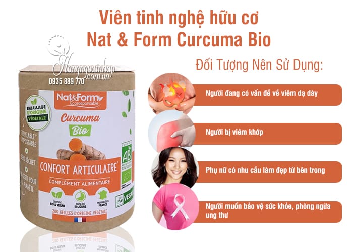 Viên tinh nghệ hữu cơ Nat & Form Curcuma Bio 200 viên Pháp 2