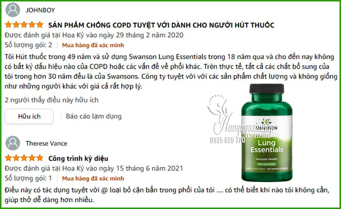 Viên uống bổ phổi Swanson Lung Essentials 500mg 120 viên Mỹ 8