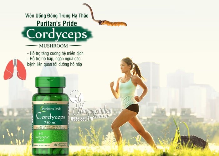 Viên uống Đông trùng hạ thảo Puritan’s Pride Cordyceps Mushroom của Mỹ' 6