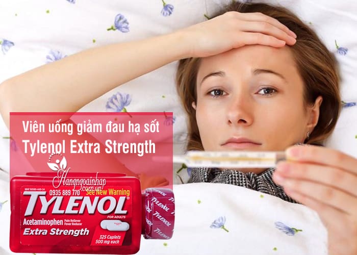 Viên uống giảm đau hạ sốt Tylenol Extra Strength 500mg của Mỹ