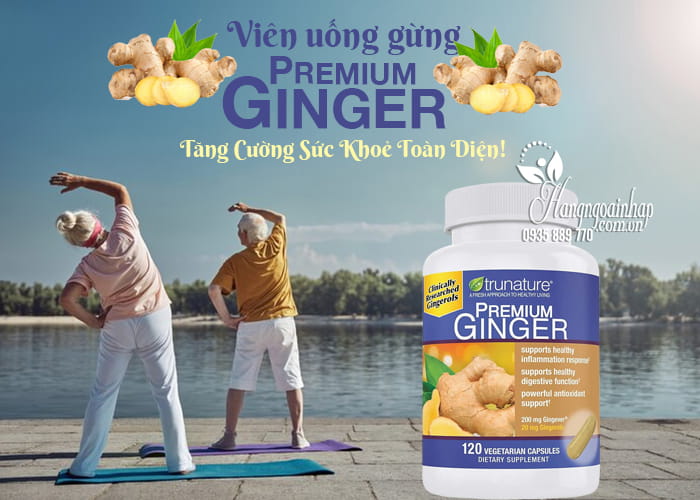 Viên uống gừng Trunature Premium Ginger 120 viên của Mỹ  1