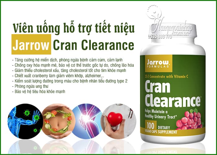 Viên uống hỗ trợ tiết niệu Jarrow Cran Clearance 100 viên Mỹ  6