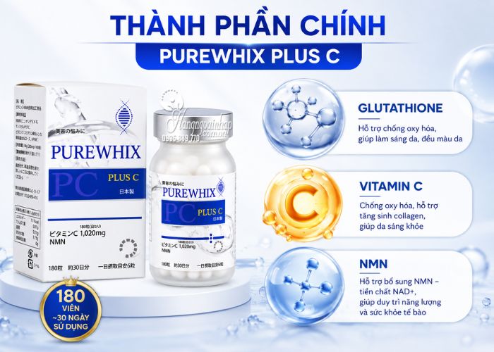 Viên uống hỗ trợ trắng da Purewhix Plus C 180 viên 1