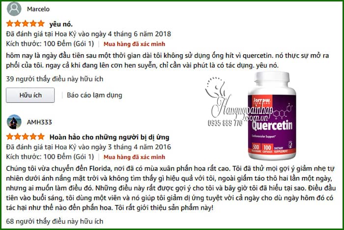 Viên uống Jarrow Quercetin 500mg 100 viên chính hãng Mỹ  0