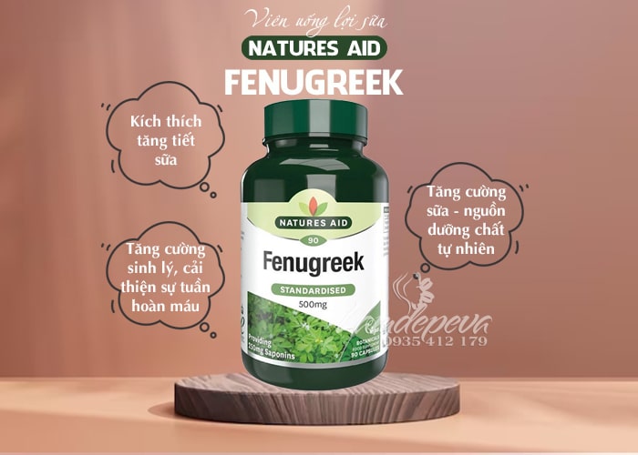 Viên uống lợi sữa Natures Aid Fenugreek 500mg hộp 90 viên 5