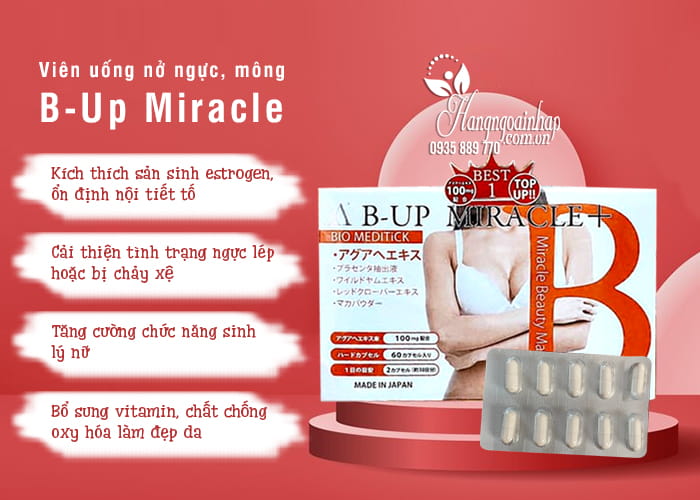 Viên uống nở ngực, mông B-Up Miracle + 60 viên Nhật Bản 6