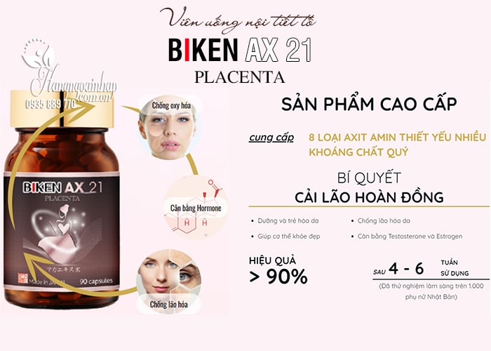Viên uống nội tiết tố Biken AX 21 Placenta 90 viên Nhật Bản 4