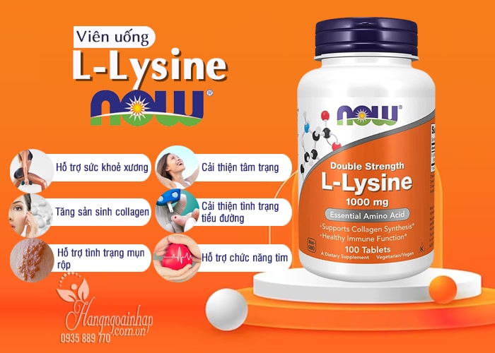Viên uống L-Lysine 1000mg Now 100 viên của Mỹ 3