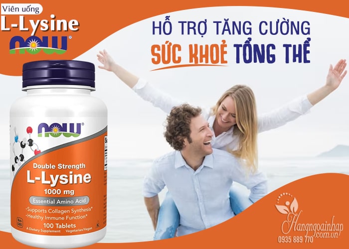 Viên uống L-Lysine 1000mg Now 100 viên của Mỹ1