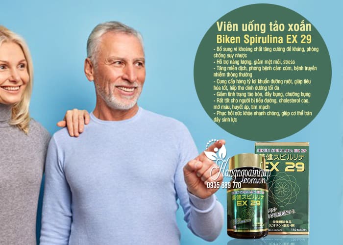 Viên uống tảo xoắn Biken Spirulina EX 29 Nhật Bản hộp 150 viên 8