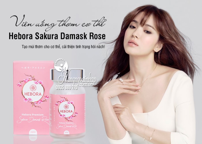 Viên uống thơm cơ thể Hebora Sakura Damask Rose Nhật 60 viên 3