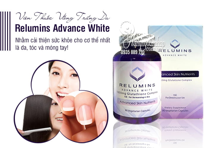 Viên Thuốc Uống Trắng Da Relumins Advance White 1650mg Của Mỹ 1