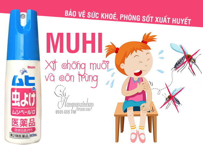 Xịt đuổi muỗi và côn trùng Muhi Nhật Bản chai 60ml 1