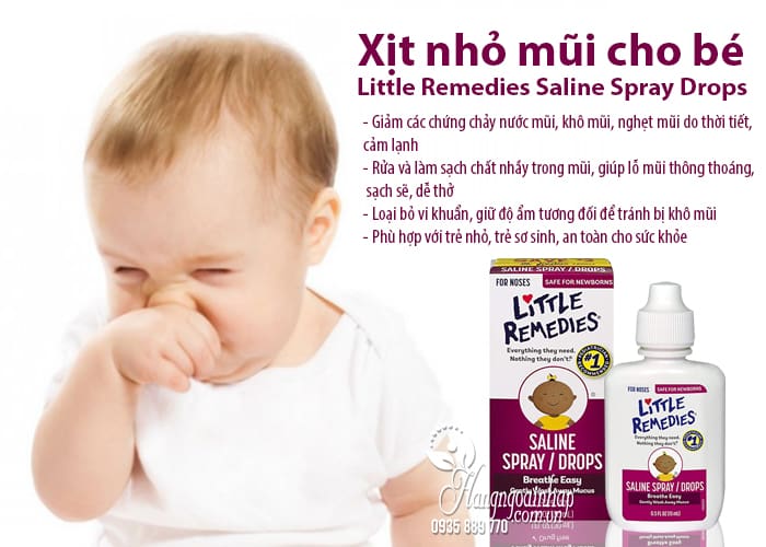 Xịt nhỏ mũi cho bé Little Remedies Saline Spray Drops 30ml 6