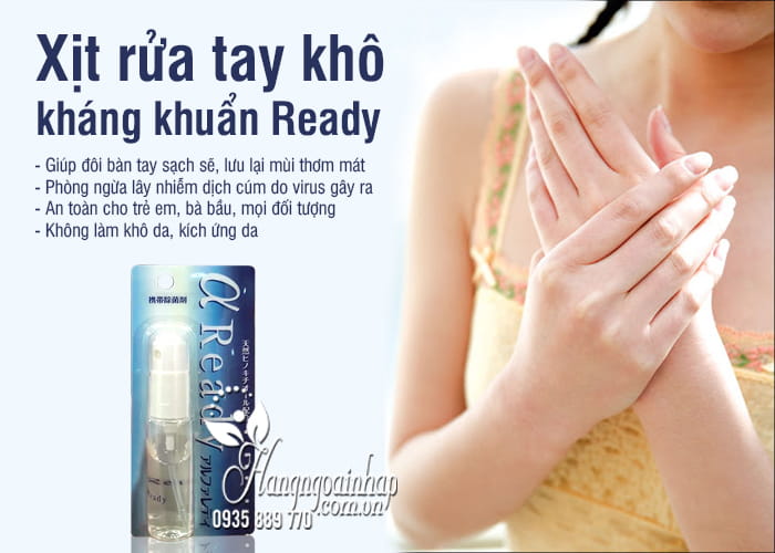 Xịt rửa tay khô kháng khuẩn Ready 15ml của Nhật Bản 2